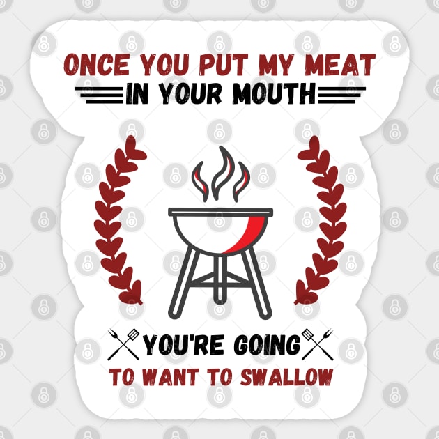 Retro Cooking Meat Grill Barbecue Party Funny sayings Sticker by JustBeSatisfied
